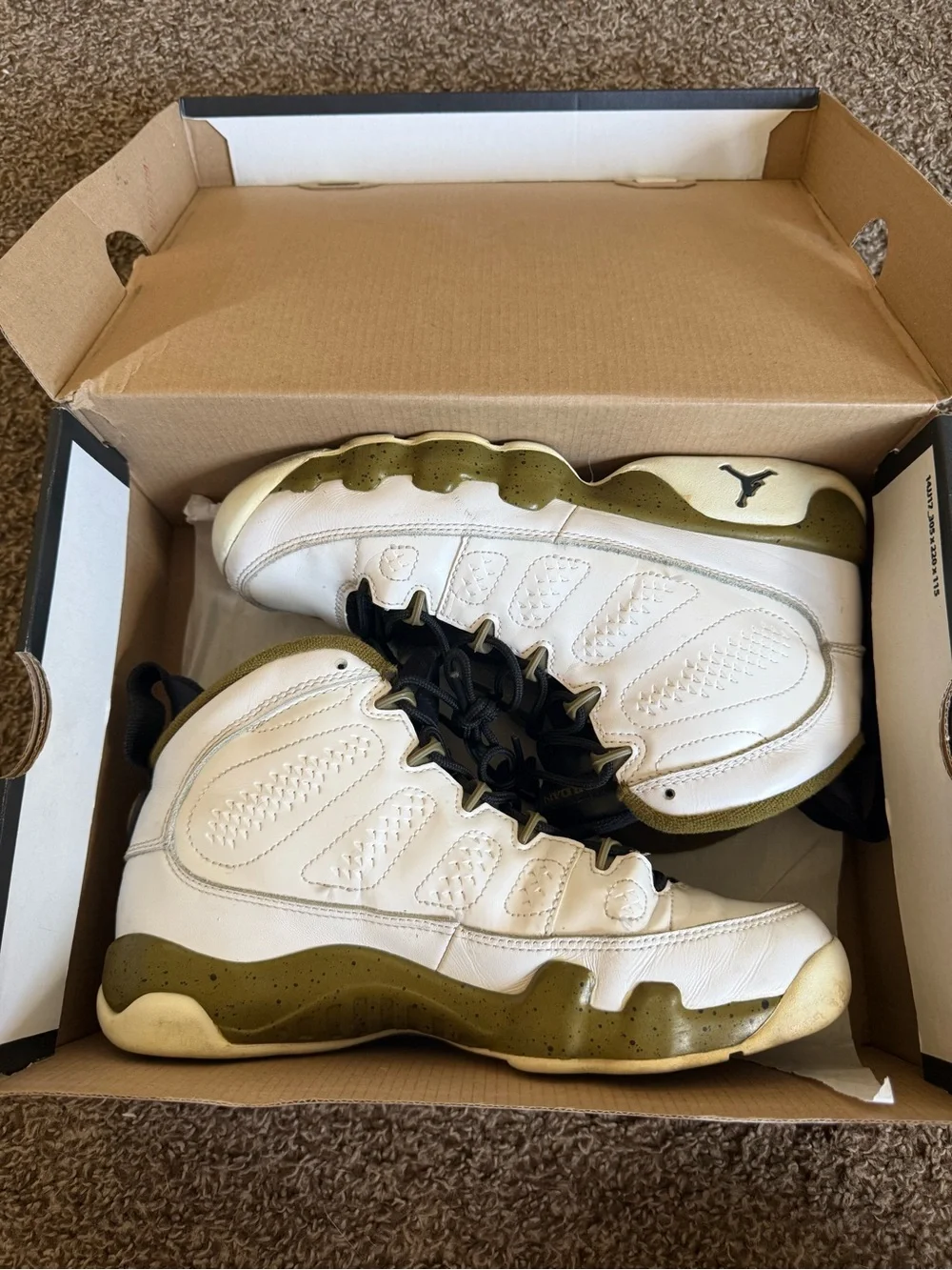 Jordan Kids' White and Olive High-Top Sneakers